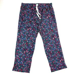 J.Crew Women’s Floral Pajama Pants Large 100% Cotton Lounge Sleep Drawstring